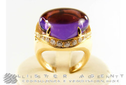 Bague BULGARI en or jaune 18Kt avec diamants et améthyste Taille 15 Ref. AN855893. NEUF!