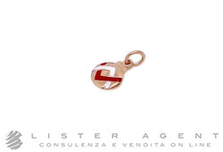 DODO by Pomellato pendentif Boule de Noël en Édition limitée en or rosé 9Kt avec émail rouge et blanc Ref. DMXMASBALL2/9/K. NEUF!