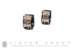 CHANTECLER orecchini Carousèl in oro rosa 18Kt con argento rivestito di smalto nero e diamanti ct 0.24 Ref. 41312. NUOVI!