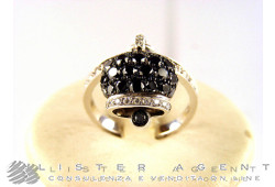 CHANTECLER collection bague Campanelle en or blanc 18Kt avec diamants noirs et blancs Taille 13 Ref 17666. NEUF!