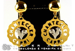 CHANTECLER boucles d'oreilles Logo en or jaune et blanc 18Kt avec diamants Ref. 23188. NEUF!