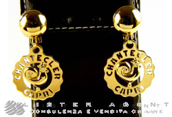 CHANTECLER boucles d'oreilles Logo en or jaune 18Kt avec diamants Ref. 31281. NEUF!