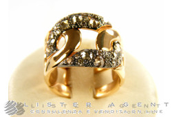 POMELLATO bague Tango en or rose 18Kt avec diamants marrons Taille 14 Ref. AB10907BR. NEUF!