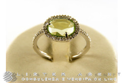 POMELLATO bague Colpo de Fulmine en or blanc 18Kt avec diamants et péridot Taille 12 Ref. AB106R / 3910E. NEUF!