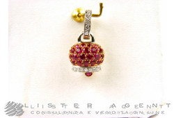 CHANTECLER pendentif collection Campanelle en or blanc et rose 18 ct diamants 0,17 et rubis 1,17 ct. Réf. 26681. NEUF!