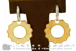 CHANTECLER boucles d'oreilles Anima simbolo Logo en or jaune et blanc 18Kt avec diamants et nacre Réf. 34780. NEUF!