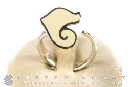 CHANTECLER bague avec Coq en argent 925 et émail blanc Taille 12 Ref. 34464. NEUF!