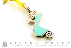 Pendentif CHANTECLER Scugnizzi Mini Sea Horse en argent 925 et émail bleu clair avec diamants Ref. 35582. NEUF!