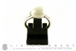 POMELLATO bague Capri en or blanc 18Kt avec céramique blanche et diamants ct 0,12 Taille 12 Ref. AB609B7CB-52. NEUF!