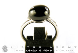 POMELLATO bague Capri en or blanc 18Kt avec céramique noire et diamants ct 0,12 Taille 13 Ref. AB609B9CN. NEUF!