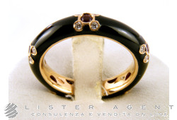 BAGUE en or rose 18 carats et émail noir avec diamants et améthystes Taille 16,5 Ref. A1887. NEUF!