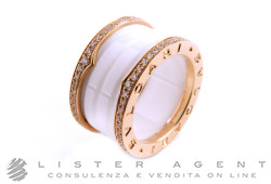 BULGARI bague Bzero1 en or rose 18Kt avec diamants et céramique blanche Taille 10 Ref. AN857030. NEUF!