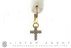 POMELLATO boucle d'oreille mono Croix en or rose 18Kt et diamants Ref. OB102HB07. NEUF!