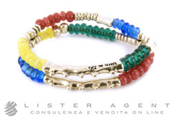 UNO DE 50 bracelet extensible Alga as?doppio en métal et pâte de verre Ref. 1419. NEUF!