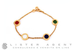 BULGARI bracelet Bulgari-Bulgari en or rose 18Kt avec cornaline, nacre, lapis-lazuli et malachite Réf. BR857842. NEUF!