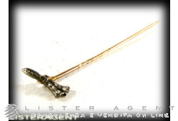 Broché vintage en métal argenté de Sheffield et diamants de Cava Vecchia. NEUF!