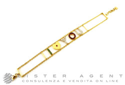 BRACELET Je t'aime en or jaune 18Kt avec diamants ct 0,30 rubis ct 0,34 et émeraudes ct 0,13 Ref. BRCLOVE. NEUF!