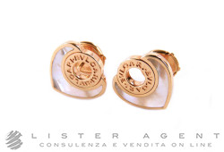 BULGARI boucles d'oreilles Bulgari-Bulgari Cuore en or rosé 18Kt avec nacre Réf. OR57757. NOUVEAU!