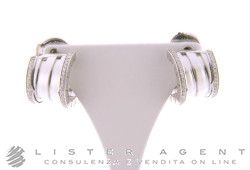 BULGARI boucles d'oreilles Bzero1 en or blanc 18Kt avec diamants ct 0,28 Réf. OR857975. NOUVEAU!