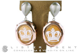 BOUCLES D'OREILLES en argent bicouleur 925 et camée Ref OSPIDER2. NEUF!