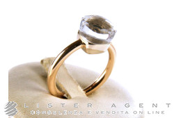 POMELLATO bague Nudo petit en or rosé et blanc 18Kt avec topaze blanche Taille 55 Ref. AB403O6TB. NEUF!