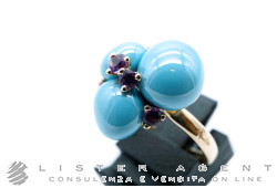 POMELLATO bague Capri en or rosé 18Kt avec céramique turquoise et améthyste Taille 14 Ref. AB610O7CTOI. NEUF!