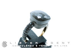 POMELLATO bague Nudo en or rose 18Kt avec titane, diamants noirs et Adularia Taille 54 Ref. AB401BBT7ADG. NEUF!