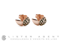 DODO by Pomellato boucles d'oreilles Feuille en or rosé 9Kt et émail vert transparent Ref. DOHLEAF/9/VE/K. NEUF!