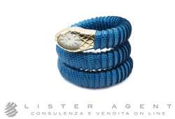 WINTEW montre Serpent en acier plaqué or jaune et cuir bleu. NEUF!