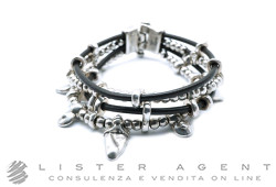 UNO DE 50 bracciale in lega ZAMA rivestita in argento con pelle Ref. PUL1649MARMTL0M. NUOVO!