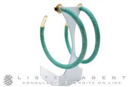 BOUCLES D'OREILLES en métal plaqué or jaune et paillettes vertes Ref. OR01MS. NEUF!