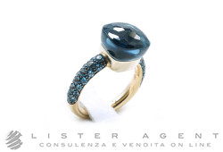 POMELLATO anello Nudo Deep Blue in oro rosa e bianco 18Kt con Topazio London e  topazi Mis 14 Ref. A.B904O6TLTTB. NUOVO!
