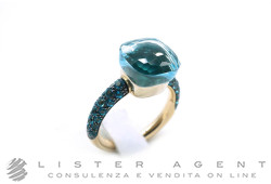 POMELLATO anello Nudo Deep Blue in oro rosa e bianco 18Kt con Agata e topazi Mis 16 Ref. A.B904O6OYTTP. NUOVO!