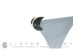 DODO by Pomellato mono boucle d'oreille Luna en or rose 9Kt avec diamants noirs Ref. DOHLU/9/BB. NEUF!
