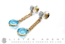 POMELLATO orecchini Nudo in oro rosa e bianco 18Kt con Topazi azzurri ct 25.00 e diamanti ct 0.90 Ref. OB905BO6OY. NUOVI!
