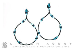 ULTIMA EDIZIONE boucles d'oreilles en argent Pvd 925 avec pierres noires et bleues Ref. BOOA06109. NEUF!