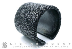 A CUCKOO MOMENT bracciale in pelle di razza nera Ref. BRBF01001. NUOVO!