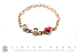 DODO by Pomellato anello Messaggio in oro rosa 9Kt con diamanti e smalto rosso Ref. DAC0005. NUOVO!