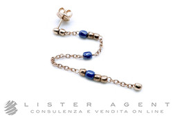 DODO by Pomellato orecchino singolo Mini Granelli lungo in oro rosa 9Kt e ceramica blu Ref. DHC1004_GRANX_CBL9R. NUOVO!