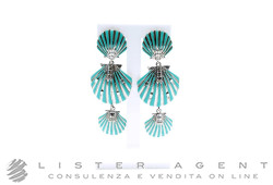 CARLO ZINI orecchini Conchiglie in metallo con smalto celeste e strass Ref. 504066. NUOVI!