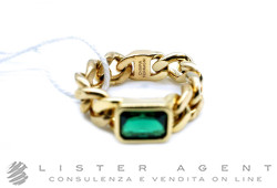 CHIARA FERRAGNI anello Maglia in metallo placcato oro giallo e pietra verde Misura 14 Ref. J19AUW35014. NUOVO!