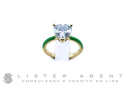 CHIARA FERRAGNI anello Cuore in metallo placcato oro giallo e smalto verde con zircone Misura 12 Ref. J19AVI37012. NUOVO!