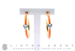 CHIARA FERRAGNI orecchini cerchio in metallo placcato oro giallo e smalto arancione con zircone Cuore Ref. J19AVI44. NUOVI!