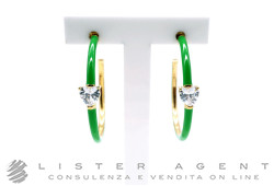 CHIARA FERRAGNI orecchini cerchio in metallo placcato oro giallo e smalto verde con zircone Cuore Ref. J19AVI25. NUOVI!