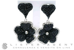 CARLO ZINI orecchini Cuori e Fiori in metallo con strass Ref. UO1162. NUOVI!