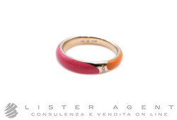 DODO by Pomellato anello rondelle in argento 925 placcato oro rosa 18Kt con smalto arancio e rosa Ref. DAC3007_RONDE_AFRAG. NUOVO!