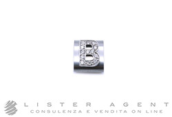 TIMEAPP MILANO Cover Lettera B in acciaio con oro bianco 18Kt e diamanti ct 0.12. NUOVA!