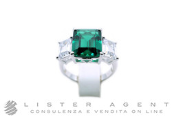 CHIARA FERRAGNI anello Smeraldo in metallo con zircone verde e bianchi Misura 14 Ref. J19AWJ05014. NUOVO!