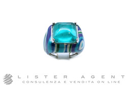DAGO anello in argento 925 con smalto e pietra Misura 17 Blu Ref. 0526B. NUOVO!
