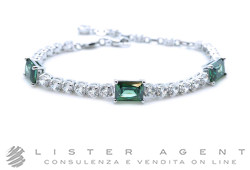 SWAROVSKI bracciale Matrix Tennis in metallo e cristalli bianchi e verdi Ref. 5666422. NUOVO!